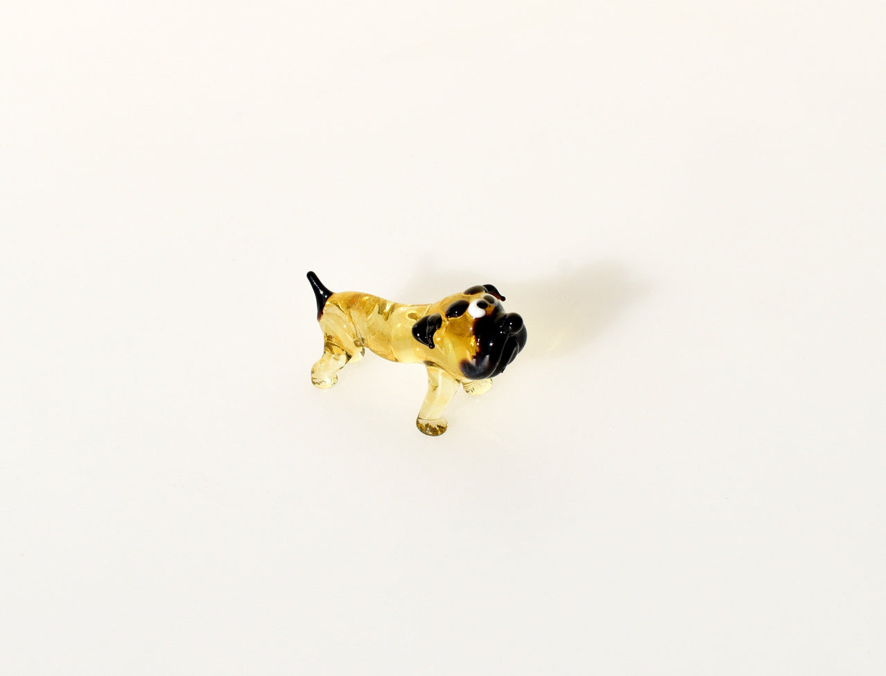 Handmade Glass Bulldog Figurine: Whimsical Art Glass Sculpture