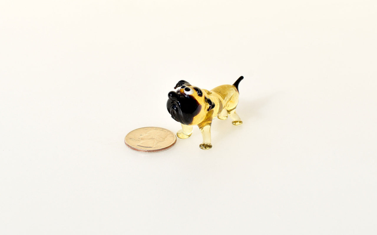 Handmade Glass Bulldog Figurine: Whimsical Art Glass Sculpture