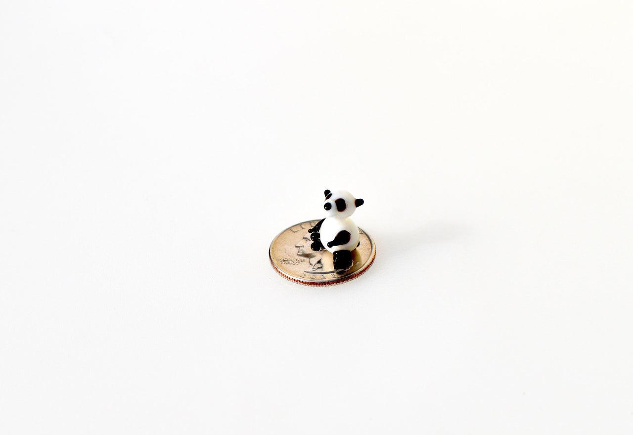 Tiny Glass Panda: Lampwork Miniature Figurine