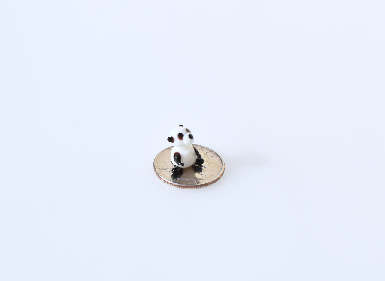 Tiny Glass Panda: Lampwork Miniature Figurine