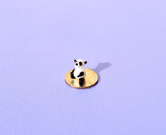 Tiny Glass Panda: Lampwork Miniature Figurine