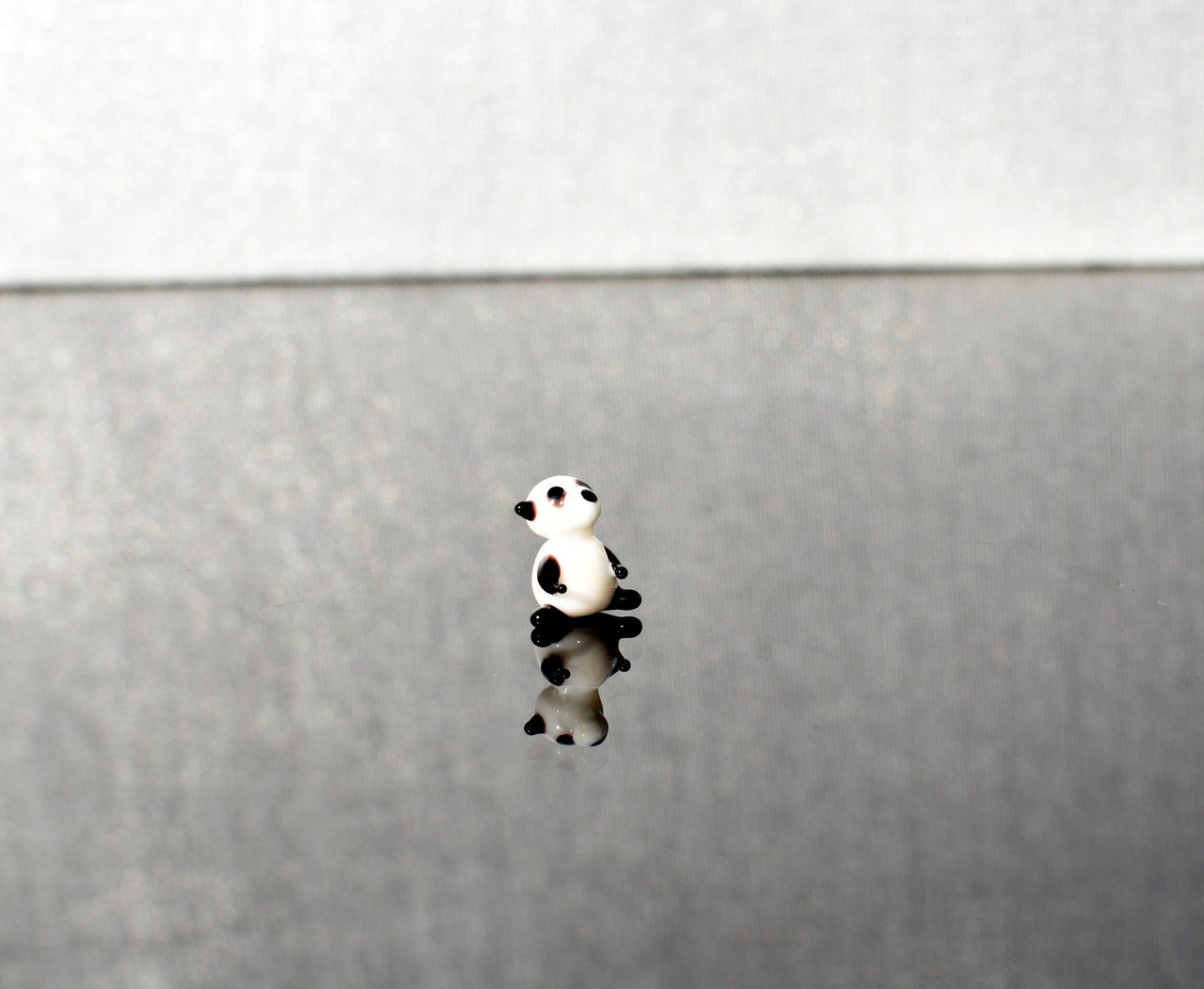 Tiny Glass Panda: Lampwork Miniature Figurine