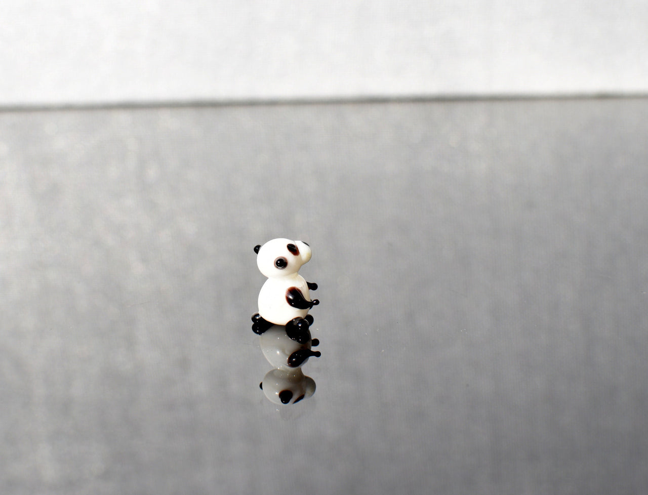 Tiny Glass Panda: Lampwork Miniature Figurine