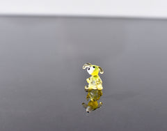 Tiny Clear Yellow Glass Dog Figurine: Lampwork Miniature