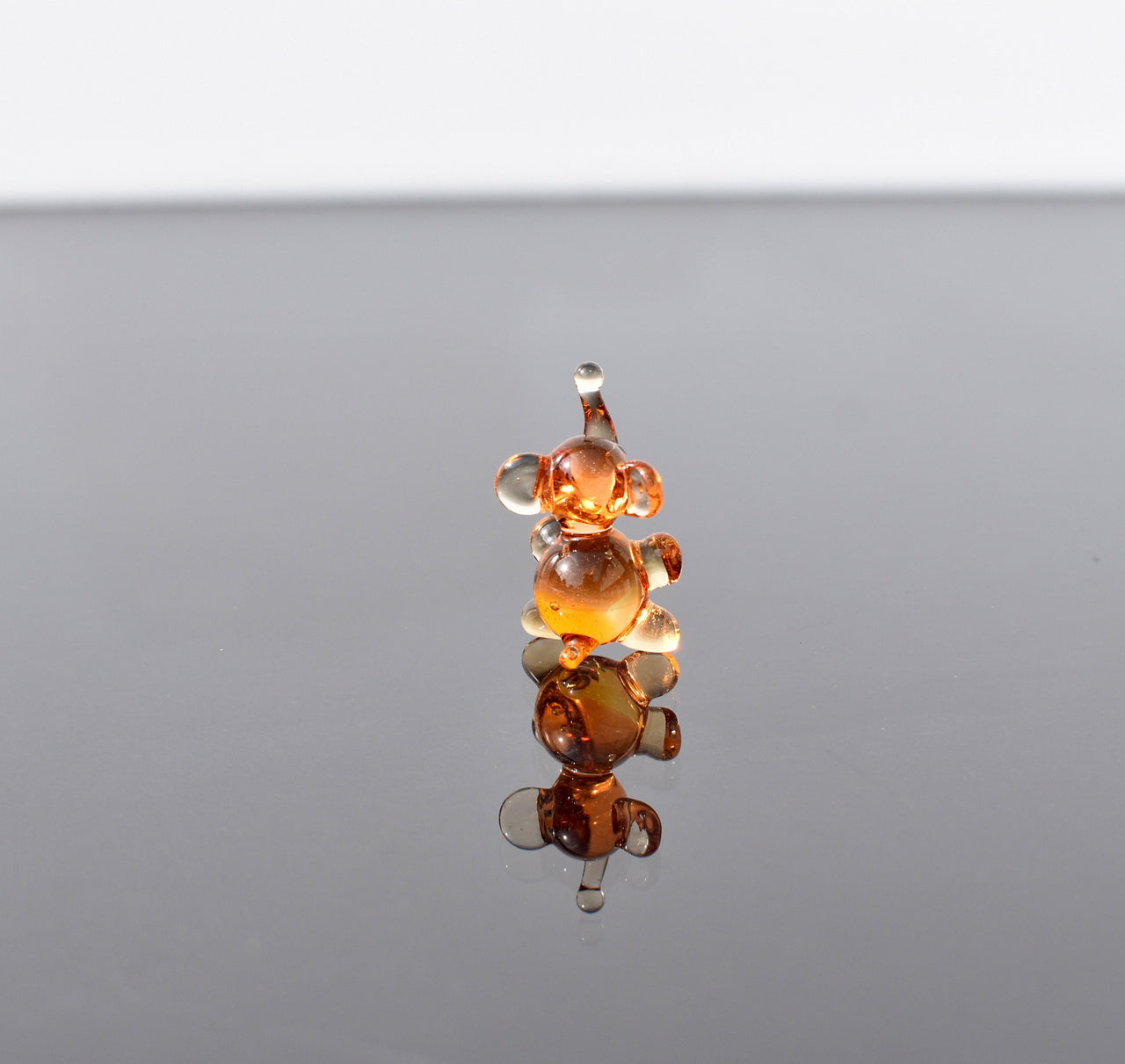 Tiny Honey Glass Elephant: Lampwork Miniature Figurine