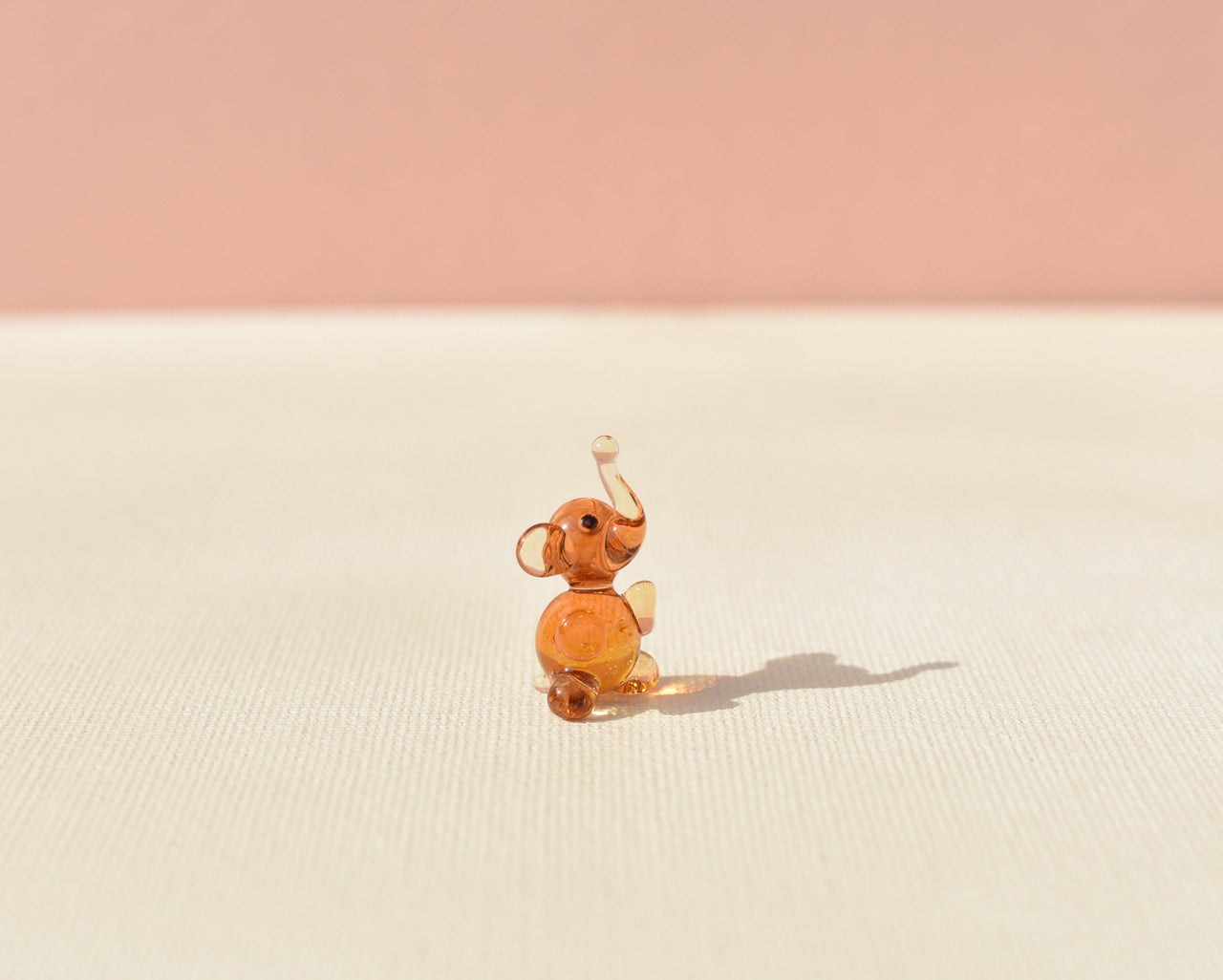 Tiny Honey Glass Elephant: Lampwork Miniature Figurine