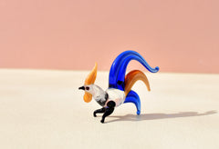 Handmade Glass Rooster Figurine: Colorful Whimsical Sculpture