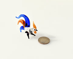 Handmade Glass Rooster Figurine: Colorful Whimsical Sculpture
