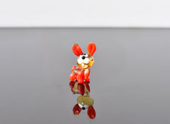 Lampwork Glass Bunny Miniature: Whimsical Red Figurine