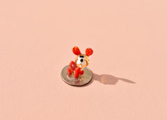 Lampwork Glass Bunny Miniature: Whimsical Red Figurine