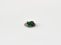 Handmade Green Glass Frog Figurine: Whimsical Miniature Sculpture