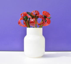 Handmade Red Glass Iris Flower: Flame Worked Sculpture