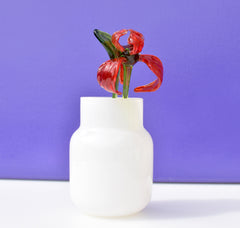 Handmade Red Glass Iris Flower: Flame Worked Sculpture
