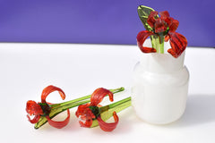 Handmade Red Glass Iris Flower: Flame Worked Sculpture