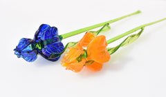 Lampwork Glass Iris Flower - Blown Glass Flowers Bouquet - Long Stem Glass Flowers - Glass Birth Month Flower - Mothers Day Gifts for Her