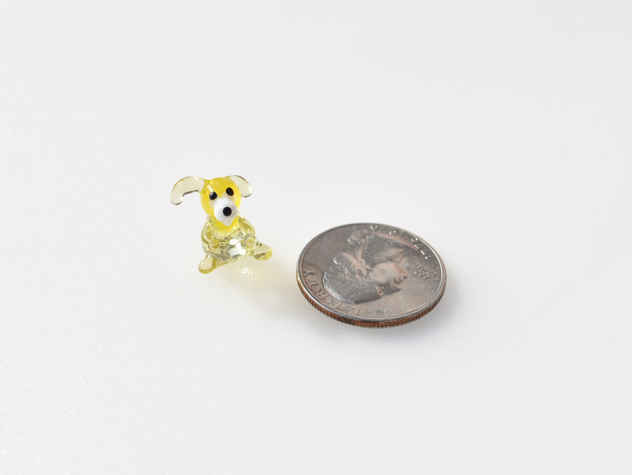 Tiny Clear Yellow Glass Dog Figurine: Lampwork Miniature