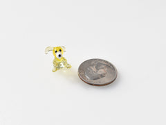 Tiny Clear Yellow Glass Dog Figurine: Lampwork Miniature