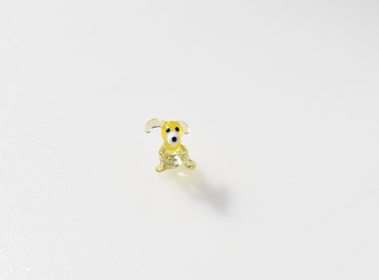 Tiny Clear Yellow Glass Dog Figurine: Lampwork Miniature