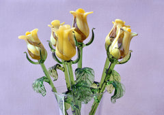 Glass Rose - Hand Blown Glass Flower - Yellow Glass Flowers - Blown Glass Rose - Glass Flower Bouquet - Glass Flower Bouquet -Christmas Gift