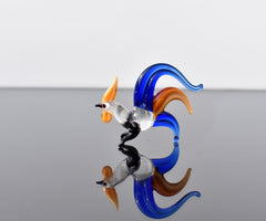 Handmade Glass Rooster Figurine: Colorful Whimsical Sculpture