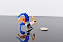 Handmade Glass Rooster Figurine: Colorful Whimsical Sculpture