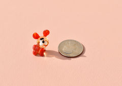 Lampwork Glass Bunny Miniature: Whimsical Red Figurine