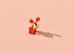 Lampwork Glass Bunny Miniature: Whimsical Red Figurine