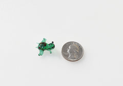 Handmade Green Glass Frog Figurine: Whimsical Miniature Sculpture