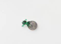 Handmade Green Glass Frog Figurine: Whimsical Miniature Sculpture