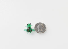 Handmade Green Glass Frog Figurine: Whimsical Miniature Sculpture