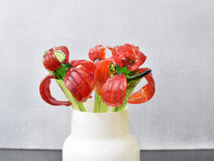 Handmade Red Glass Iris Flower: Flame Worked Sculpture