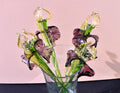 Handmade Glass Iris Flower Sculpture: Purple & Gold, Weatherproof Decor
