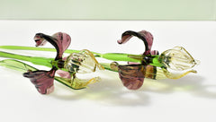 Handmade Glass Iris Flower Sculpture: Purple & Gold, Weatherproof Decor