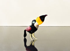 Handmade Glass Toucan Figurine: Whimsical Bird Sculpture, 3.5 inch