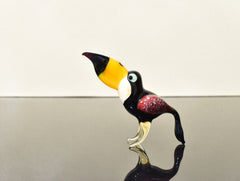 Handmade Glass Toucan Figurine: Whimsical Bird Sculpture, 3.5 inch