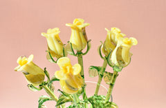 Glass Rose - Hand Blown Glass Flower - Yellow Glass Flowers - Blown Glass Rose - Glass Flower Bouquet - Glass Flower Bouquet -Christmas Gift