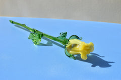 Glass Rose - Hand Blown Glass Flower - Yellow Glass Flowers - Blown Glass Rose - Glass Flower Bouquet - Glass Flower Bouquet -Christmas Gift