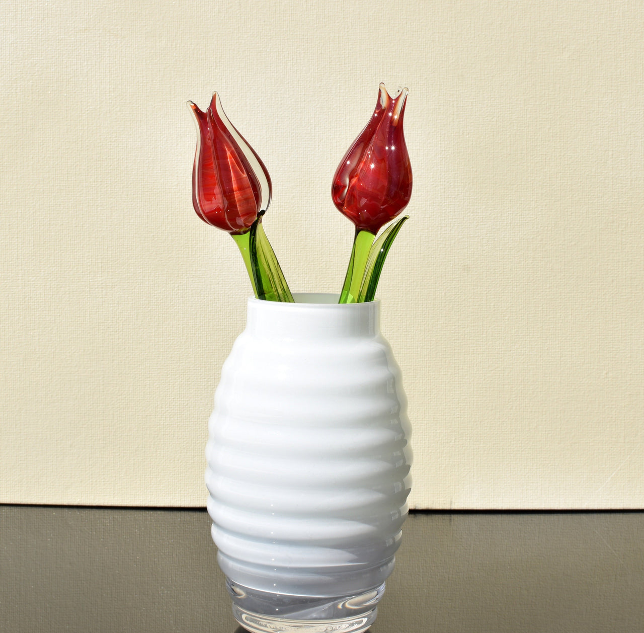 Red Glass Tulip: Handmade Collectible Flamework Sculpture