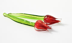 Red Glass Tulip: Handmade Collectible Flamework Sculpture
