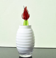Red Glass Tulip: Handmade Collectible Flamework Sculpture
