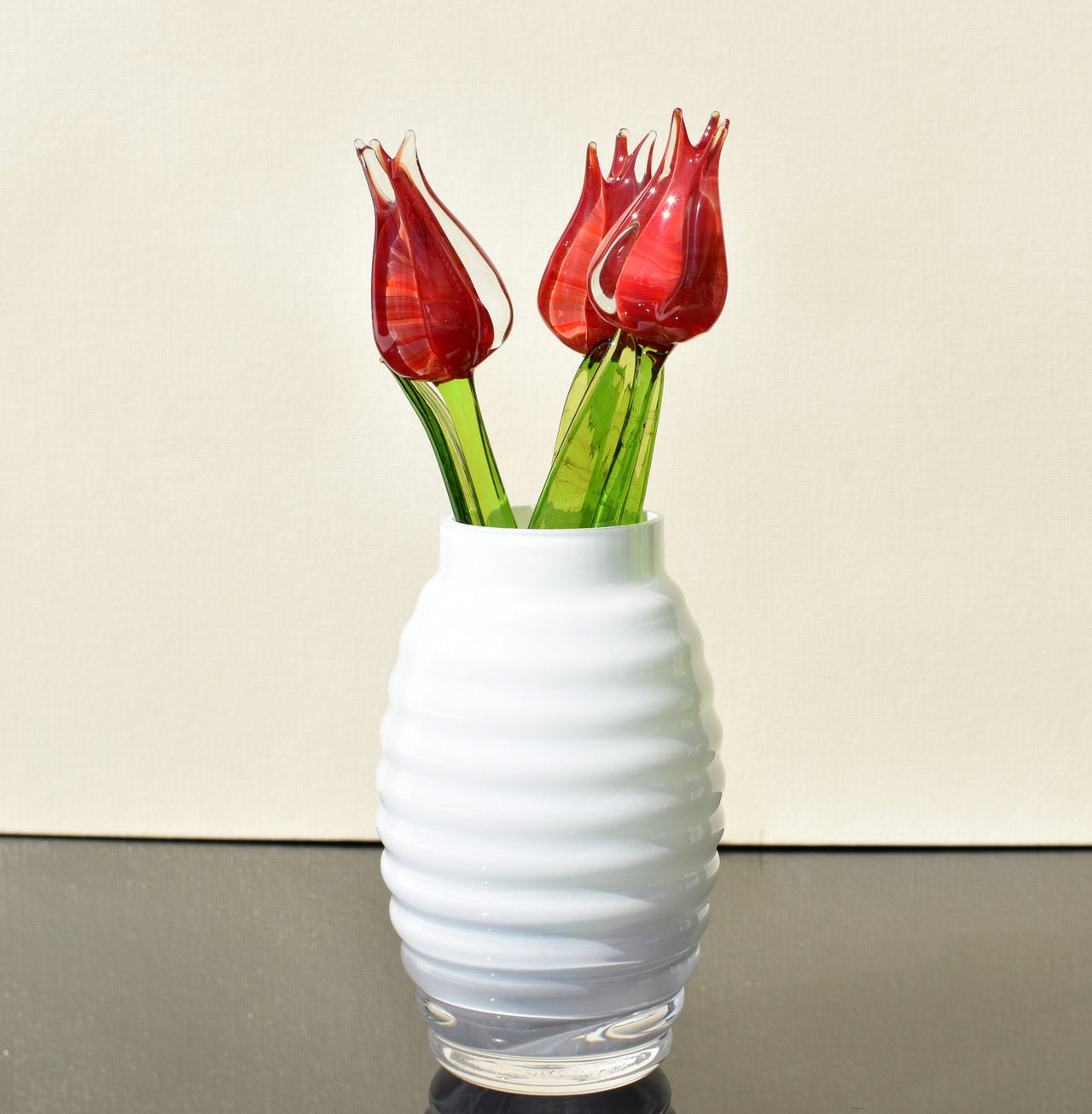 Red Glass Tulip: Handmade Collectible Flamework Sculpture