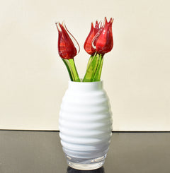 Red Glass Tulip: Handmade Collectible Flamework Sculpture