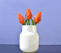 Handmade Orange Glass Tulip: Collectible Flame-Worked Sculpture