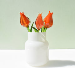 Handmade Orange Glass Tulip: Collectible Flame-Worked Sculpture