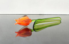 Handmade Orange Glass Tulip: Collectible Flame-Worked Sculpture
