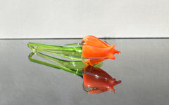 Handmade Orange Glass Tulip: Collectible Flame-Worked Sculpture