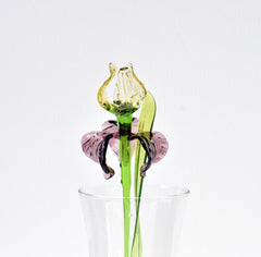 Handmade Glass Iris Flower Sculpture: Purple & Gold, Weatherproof Decor