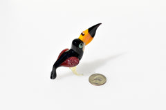 Handmade Glass Toucan Figurine: Whimsical Bird Sculpture, 3.5 inch