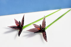 Handmade Purple Glass Bird of Paradise Flower - 10 Inch