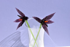 Handmade Purple Glass Bird of Paradise Flower - 10 Inch